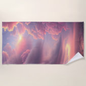 壮大なピンクの夏の空 ビーチタオル (正面)