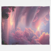 壮大なピンクの夏の空 フリースブランケット (正面(横))