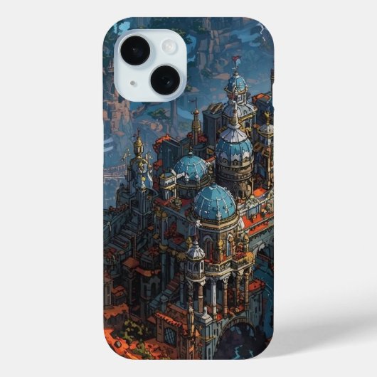 「壮大なファンタジー城の等角ピクセルアニメアート」 Case-Mate iPhoneケース (裏面)