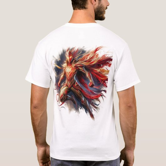 壮大なブラシストローク芸術的スーパーヒーロー： Tシャツのデザイン Tシャツ (裏面)