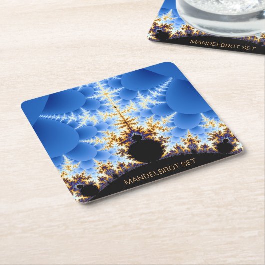 壮大なマンデルブロットフラクタル スクエアペーパーコースター (アングル)