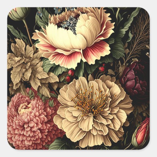 壮大なヴィンテージフローラ配置 スクエアシール (正面)