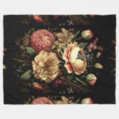 壮大なヴィンテージフローラ配置 フリースブランケット (正面(横))