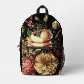 壮大なヴィンテージフローラ配置 プリントバックパック (正面)