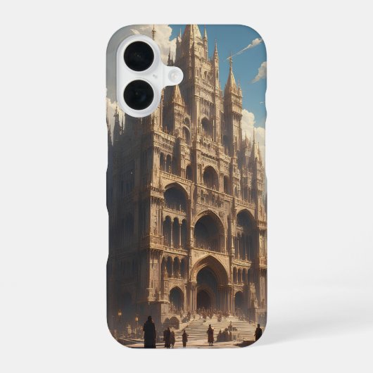 壮大な大聖堂の正面 iPhone 16ケース (裏面)