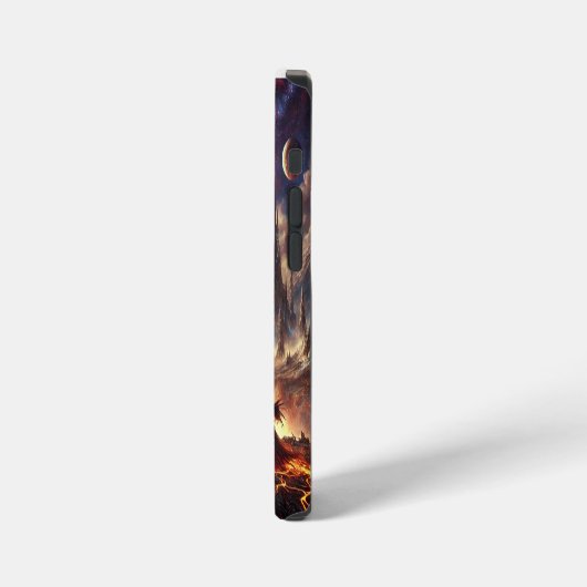 壮大な天体戦場イラストレーション iPhoneケース (左側面)