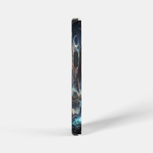 壮大な天体戦場イラストレーション iPhoneケース (右側面)