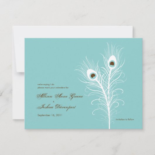 壮大な孔雀は日付の招待状を救います セーブザデート (正面)