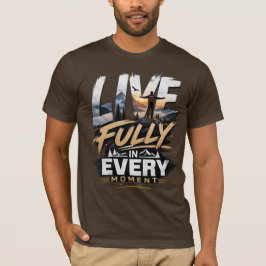 壮大な山の冒険Tシャツ Live Fully Tシャツ