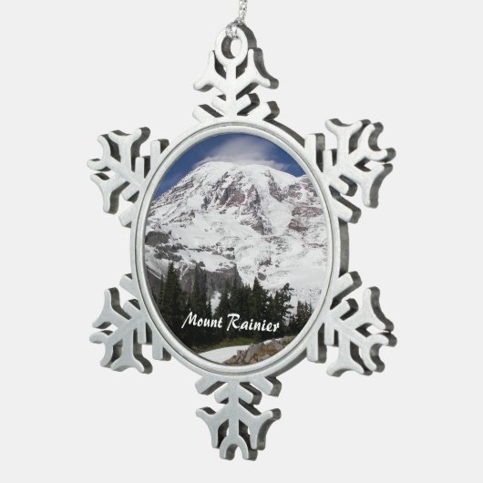 壮大な山レイニエ スノーフレークピューターオーナメント (右)