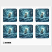 壮大な嵐ボート月波の冒険 スクエアシール (シート)