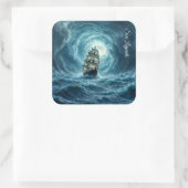 壮大な嵐ボート月波の冒険 スクエアシール (バッグ)