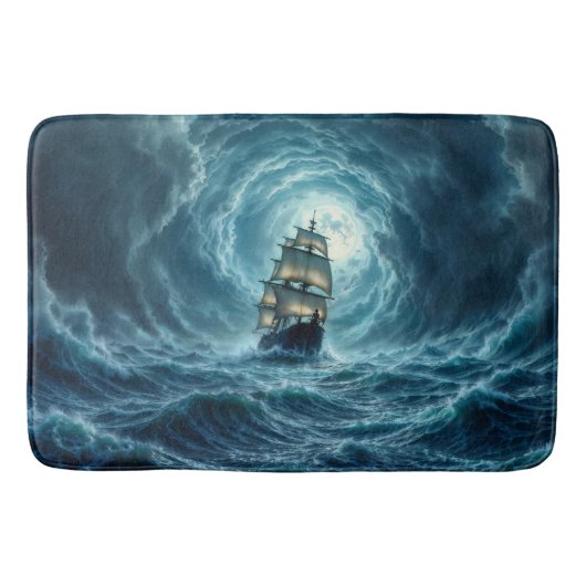 壮大な嵐ボート月波の冒険 バスマット (正面)