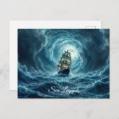壮大な嵐ボート月波の冒険 ポストカード (正面/裏面)