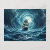 壮大な嵐ボート月波の冒険 ポストカード (正面)