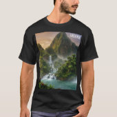 壮大な幻想の森と滝の美意識 Tシャツ (正面)