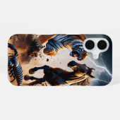 壮大な戦闘シーン iPhone 16ケース (裏面横)