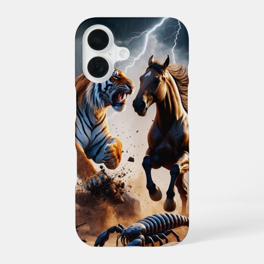 壮大な戦闘シーン iPhone 16ケース (裏面)