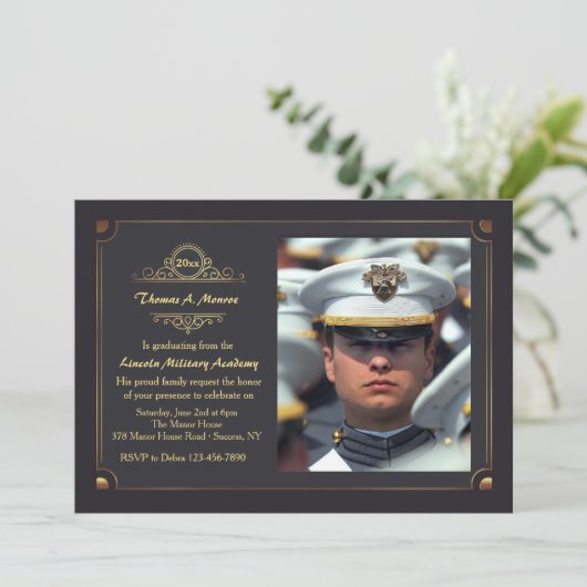 壮大な方法の写真の卒業の招待状 招待状 (スタンド正面)