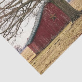 壮大な木とベンチを持つ赤いぶら下がった納屋 薄葉紙 (詳細)