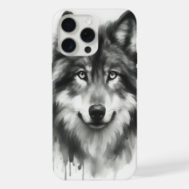 壮大な灰色オオカミの水彩画野生生物 iPhone 15 PRO MAXケース