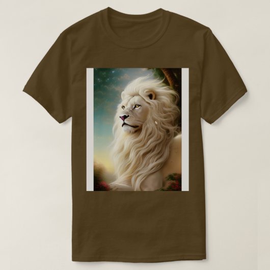 壮大な白のライオン Tシャツ (デザイン正面)