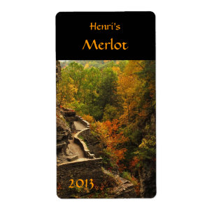 壮大な秋のワインラベル ラベル