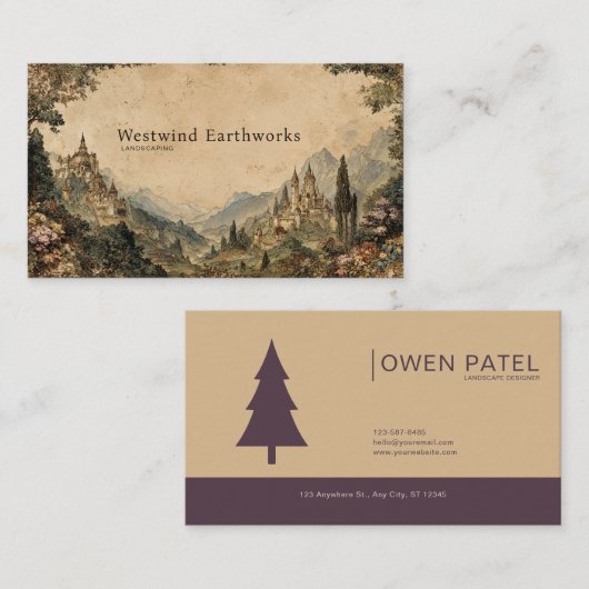 壮大な童話の風景ヴィンテージタペストリー 名刺 (正面/裏面)
