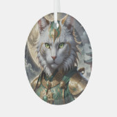 壮大な装甲猫戦士 ガラスオーナメント (正面左)