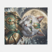 壮大な装甲猫戦士 フリースブランケット (正面(横))