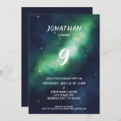 壮大な誕生日パーティーの招待状 宇宙の星 招待状 (正面/裏面)
