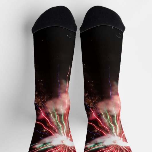 壮大な赤い緑の花火抽象芸術黒い空 ソックス (上部)