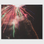 壮大な赤い緑の花火抽象芸術黒い空 ラッピングペーパー (フラット)