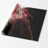 壮大な赤い緑の花火抽象芸術黒い空 ラッピングペーパー (アンロールド)