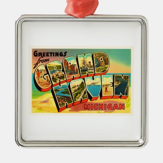 壮大な避難所のミシガン州MIのヴィンテージ旅行記念品 メタルオーナメント (正面)