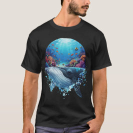 壮大な青いクジラのサンゴ礁海洋野生生物 Tシャツ