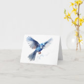 壮大な青飛んでいる鳥 カード (黄色い花)