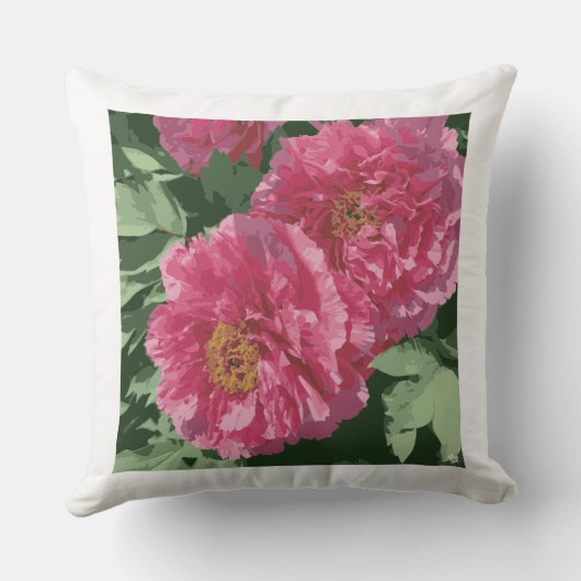 壮大な鮮やかピンクの牡丹の装飾用クッション。 クッション (裏面)
