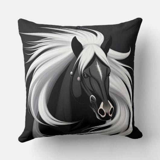壮大な黒馬 クッション (裏面)