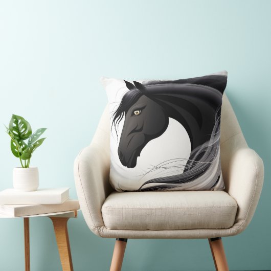 壮大な黒馬 クッション (椅子)
