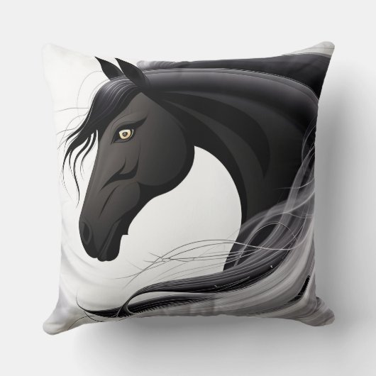 壮大な黒馬 クッション (裏面)