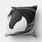 壮大な黒馬 クッション (正面)