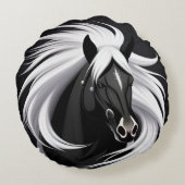 壮大な黒馬 ラウンドクッション (裏面)