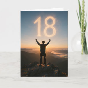壮大な18歳の誕生日 山の日の出 カード