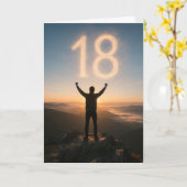 壮大な18歳の誕生日 山の日の出 カード (黄色い花)