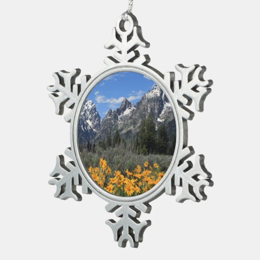 壮大なTetonsの記念品のクリスマスのオーナメント スノーフレークピューターオーナメント (右)