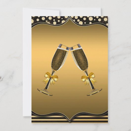 壮大素晴らしなゴージャスな金ゴールドと黒い招待客 招待状 (裏面)