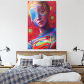 壮観なギャルサイバーパンク キャンバスプリント (インサイチュ (寝室))