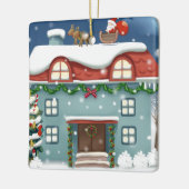 壮観なホリデーカラーの家 セラミックオーナメント (左)