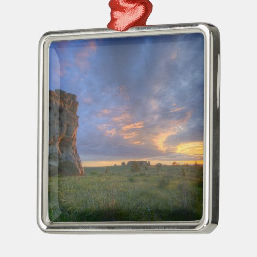 壮観な夕焼けアットメディシンロックズ メタルオーナメント (左)